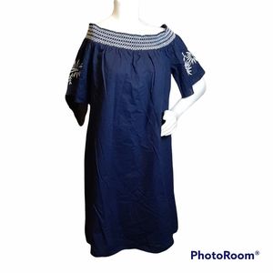 Isabel Maternity Off-Shoulder embroidered Dress